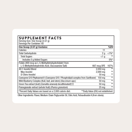 Thorne Cuidado Ovárico, cápsula-cerca: detalle de cápsula para uso diario