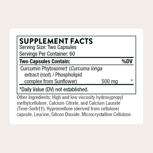 Thorne Curcumin Meriva capsules shown for easy daily use.