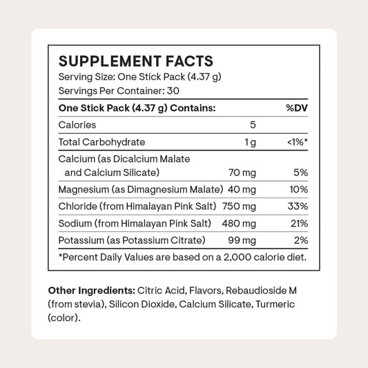 THORNE Daily Electrolytes stick-dispense: cómodo para llevar y mezclar rápidamente durante la rutina.
