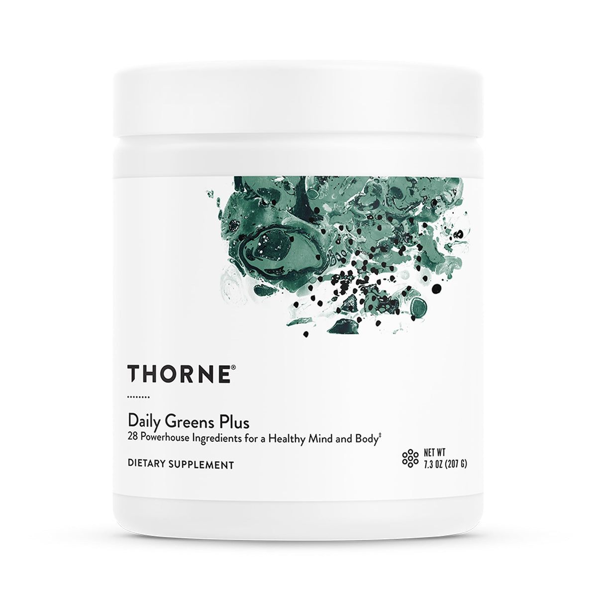 THORNE frasco frontal mostrando etiqueta y tamaño, inspiración de confianza