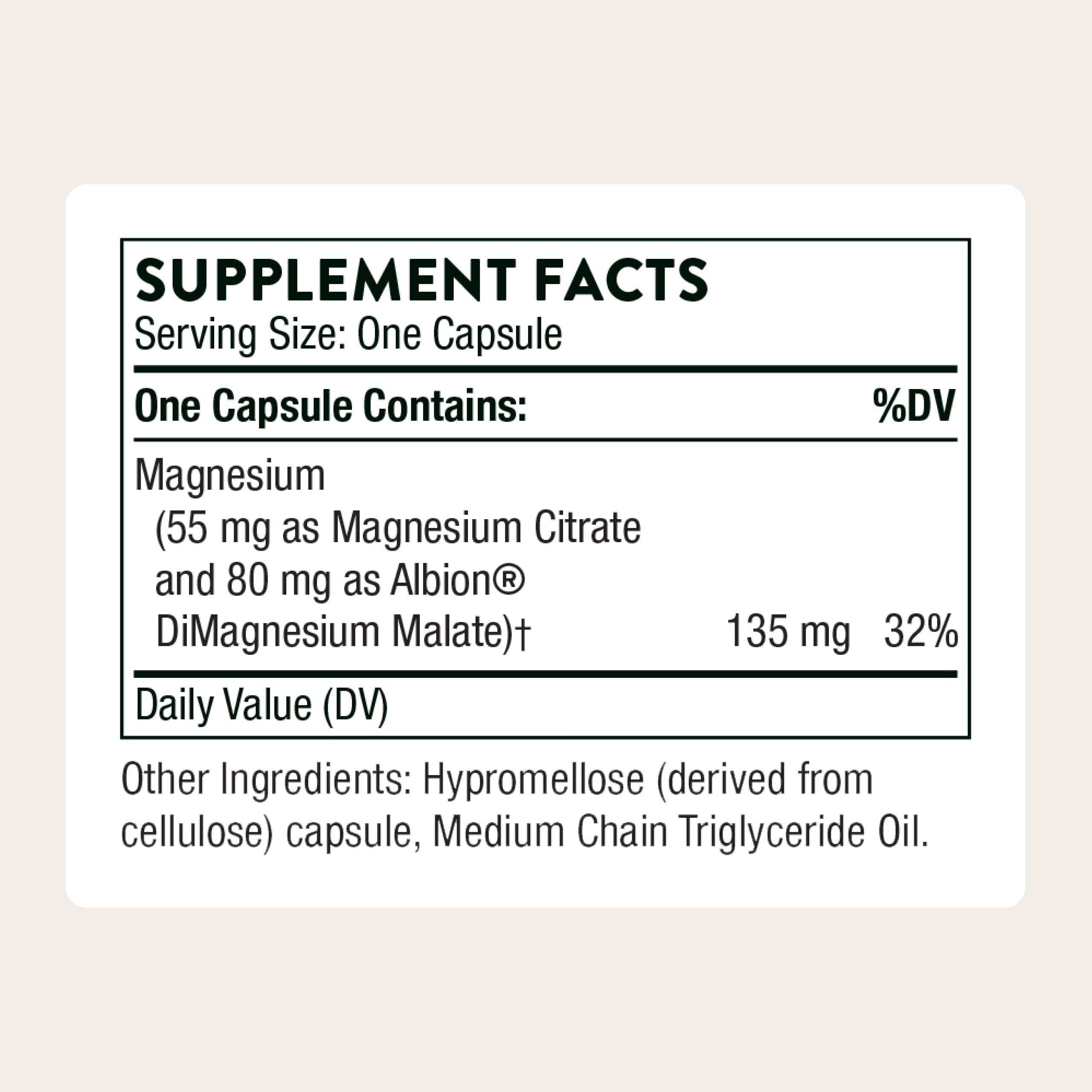 THORNE detalle de etiqueta con ingredientes y dosificación clara
