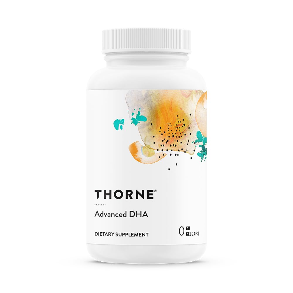 Botella THORNE Advanced DHA para uso diario.