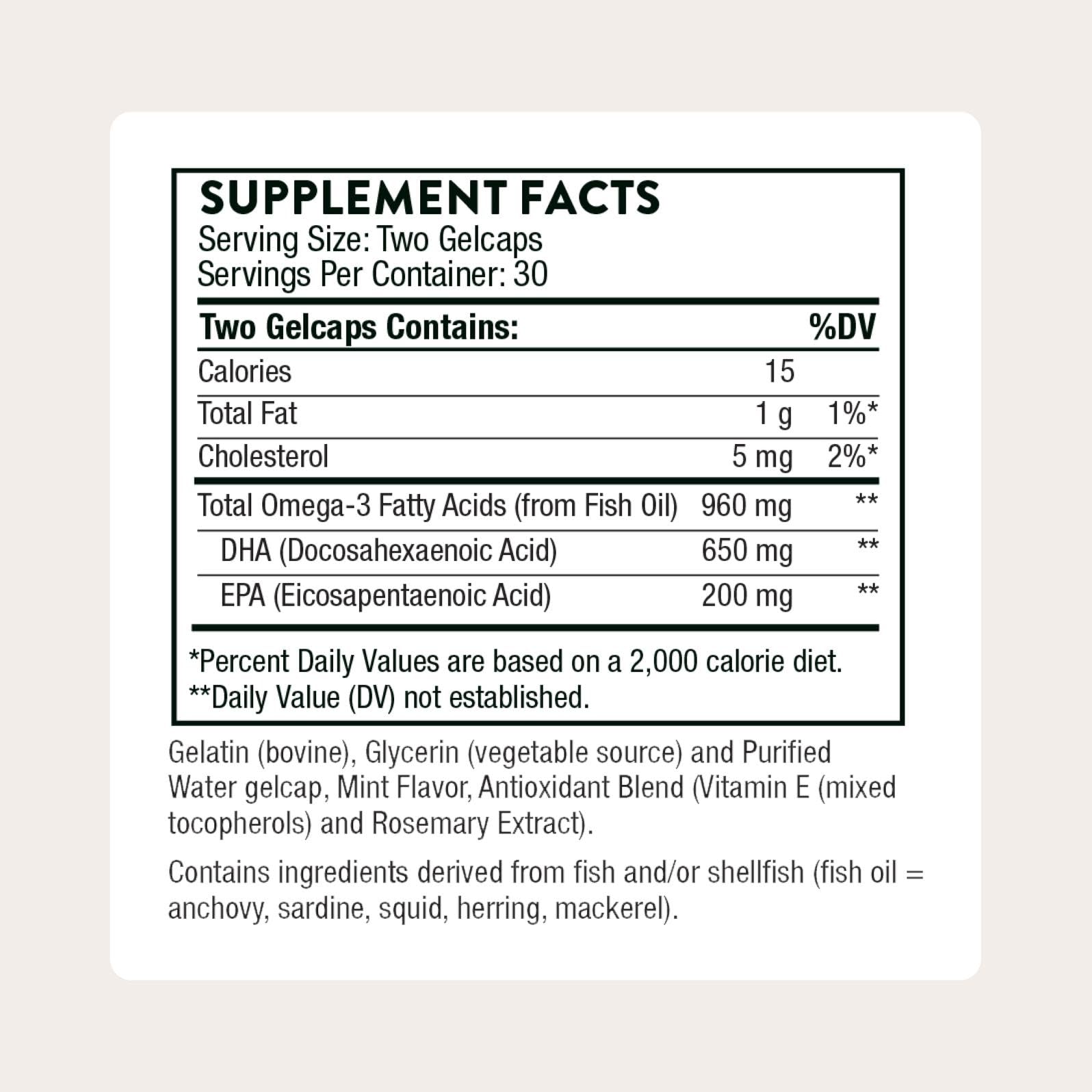 Etiqueta frontal THORNE Advanced DHA con información clara y legible.