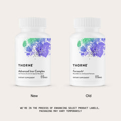 THORNE etiqueta con lista de ingredientes y beneficios claros