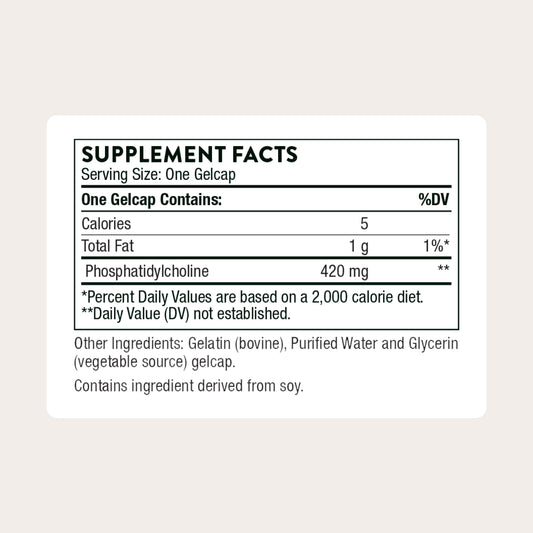 THORNE fosfatidilcolina: cápsulas gel detalladas para uso diario