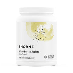 THORNE frente del envase mostrando la marca y beneficio de proteína clara