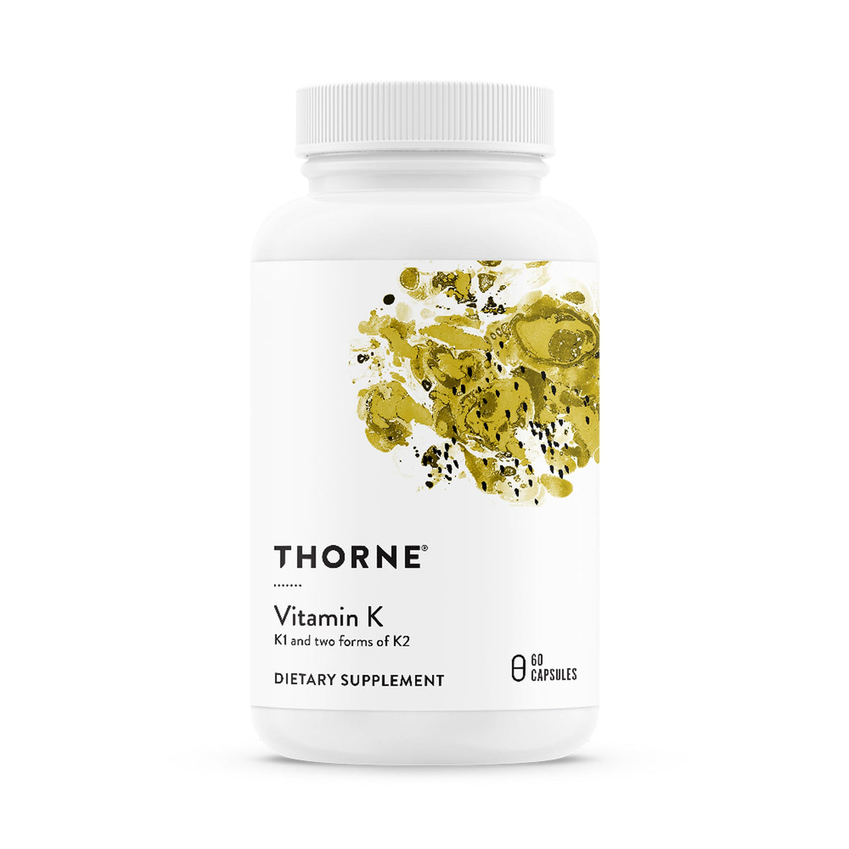 THORNE frente del envase mostrando 60 cápsulas y confianza de marca