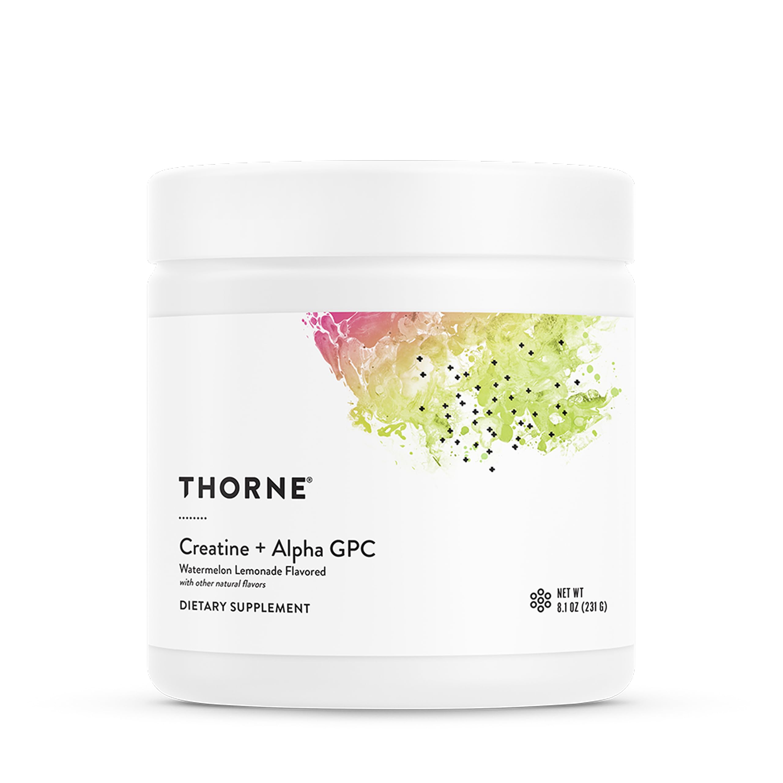 THORNE envase frontal del producto mostrando marca y presentación, claro beneficio de confianza