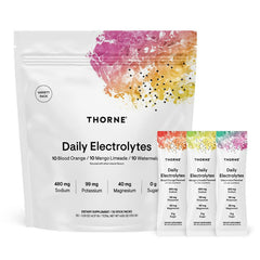 THORNE envase frontal con 30 sobres, visual práctico y confianza