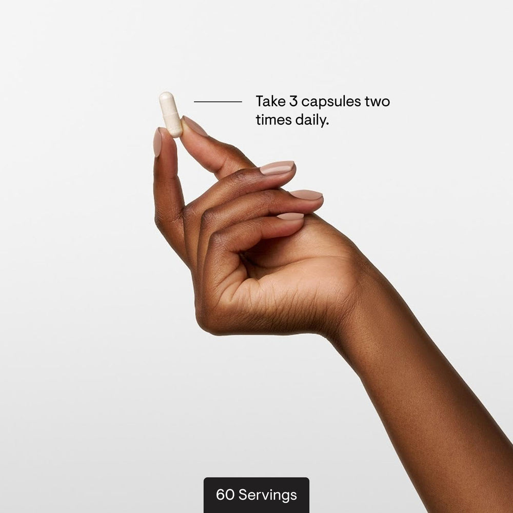 THORNE L-arginina avanzada, detalle de etiqueta, información clara sobre ingredientes.