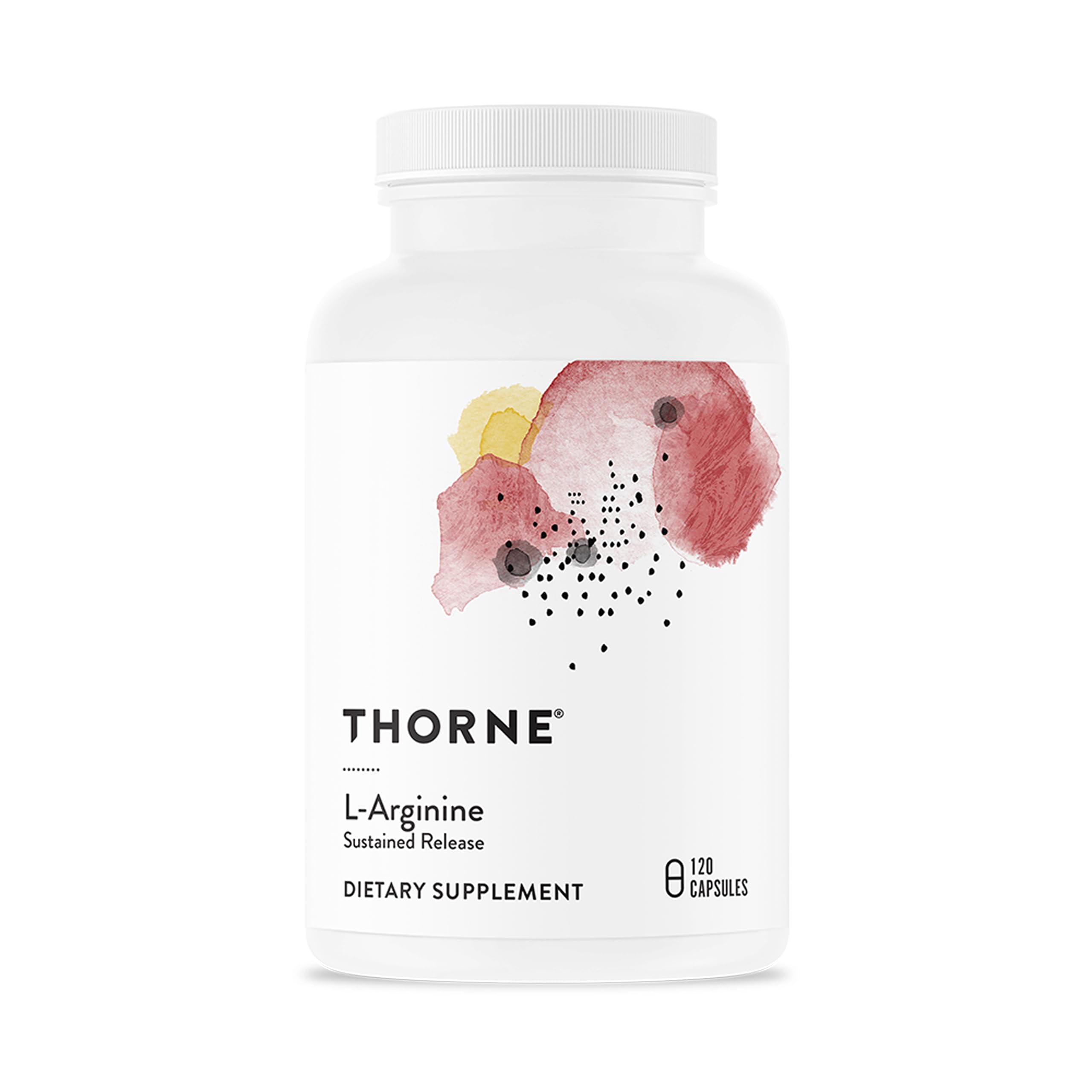 THORNE frasco frontal mostrando 120 cápsulas y confianza en calidad