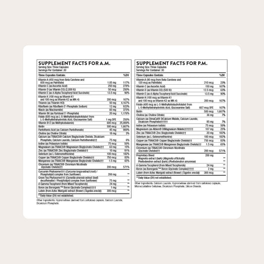 THORNE Multi-Vitamin Elite AM formula capsules shown for daytime energy support