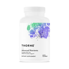 THORNE envase frontal mostrando fórmula multivitamínica, confianza en calidad