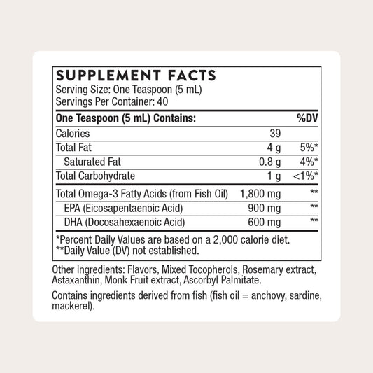 Etiqueta THORNE Omega Superb con sello IFOS y pureza.