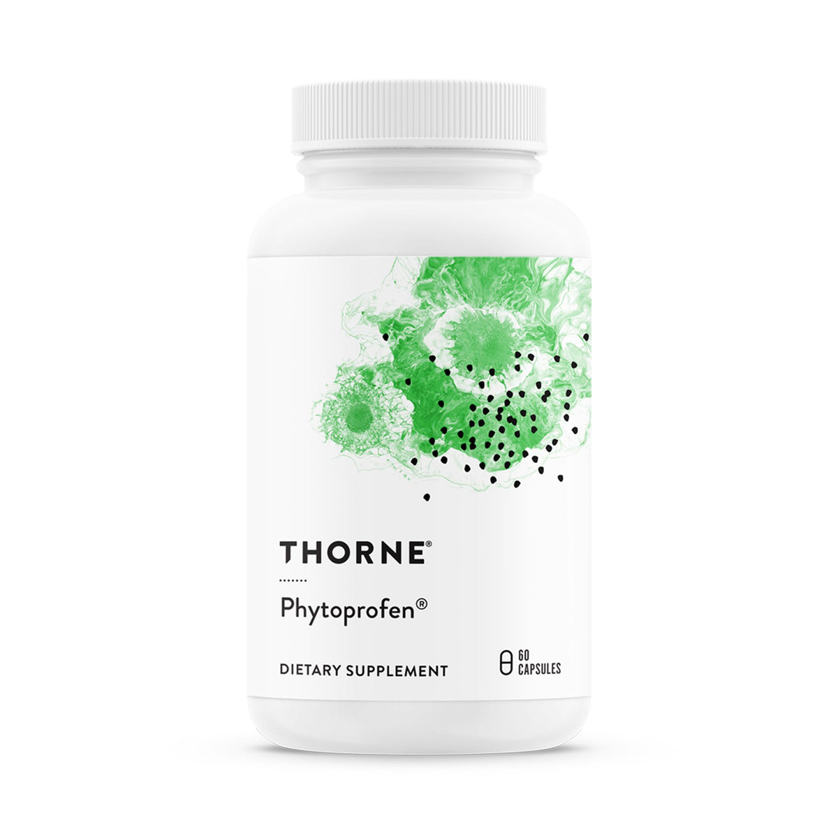 THORNE empaque frontal claro mostrando cápsulas y beneficios