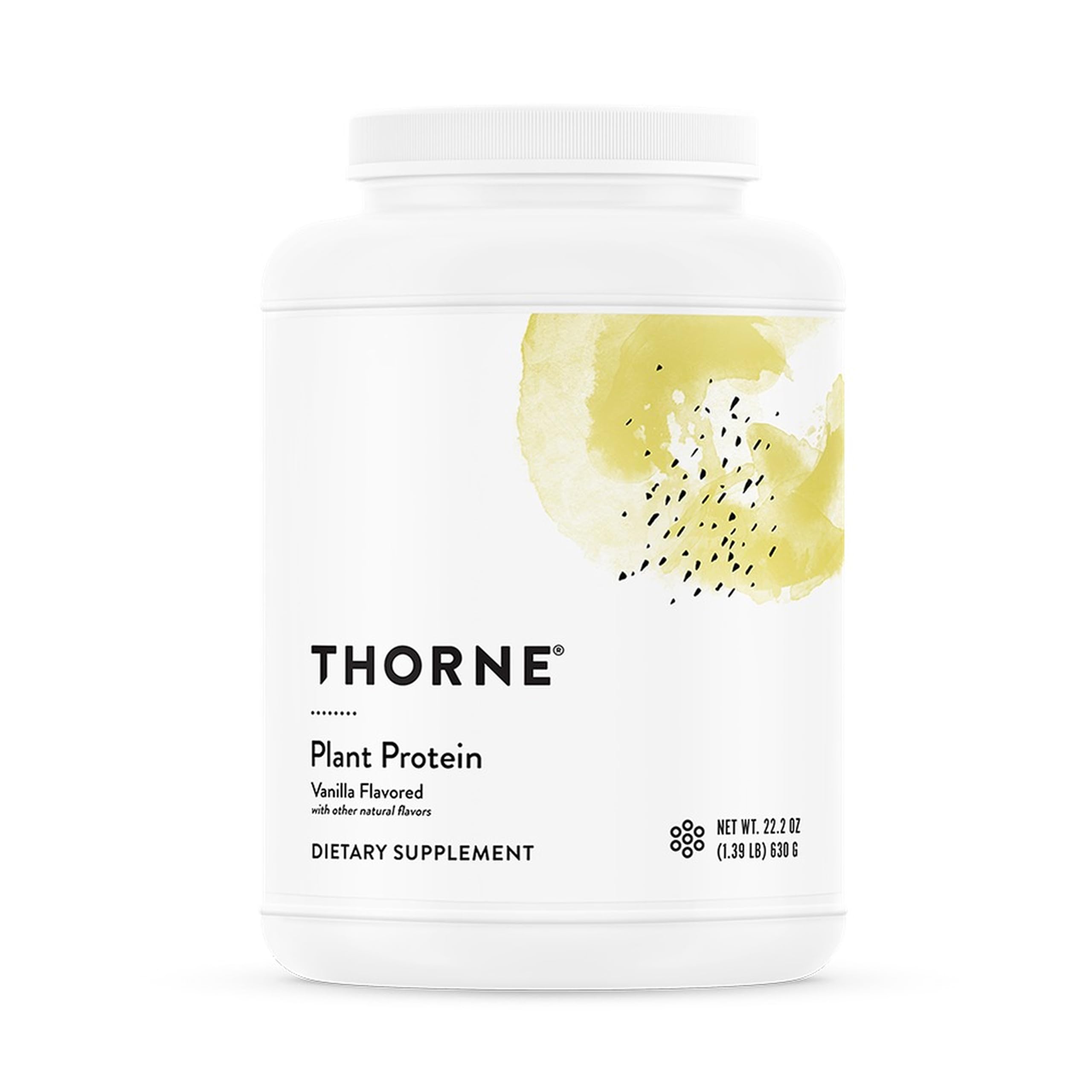 THORNE envase frontal mostrando el diseño y cantidad, comunicación clara de beneficio