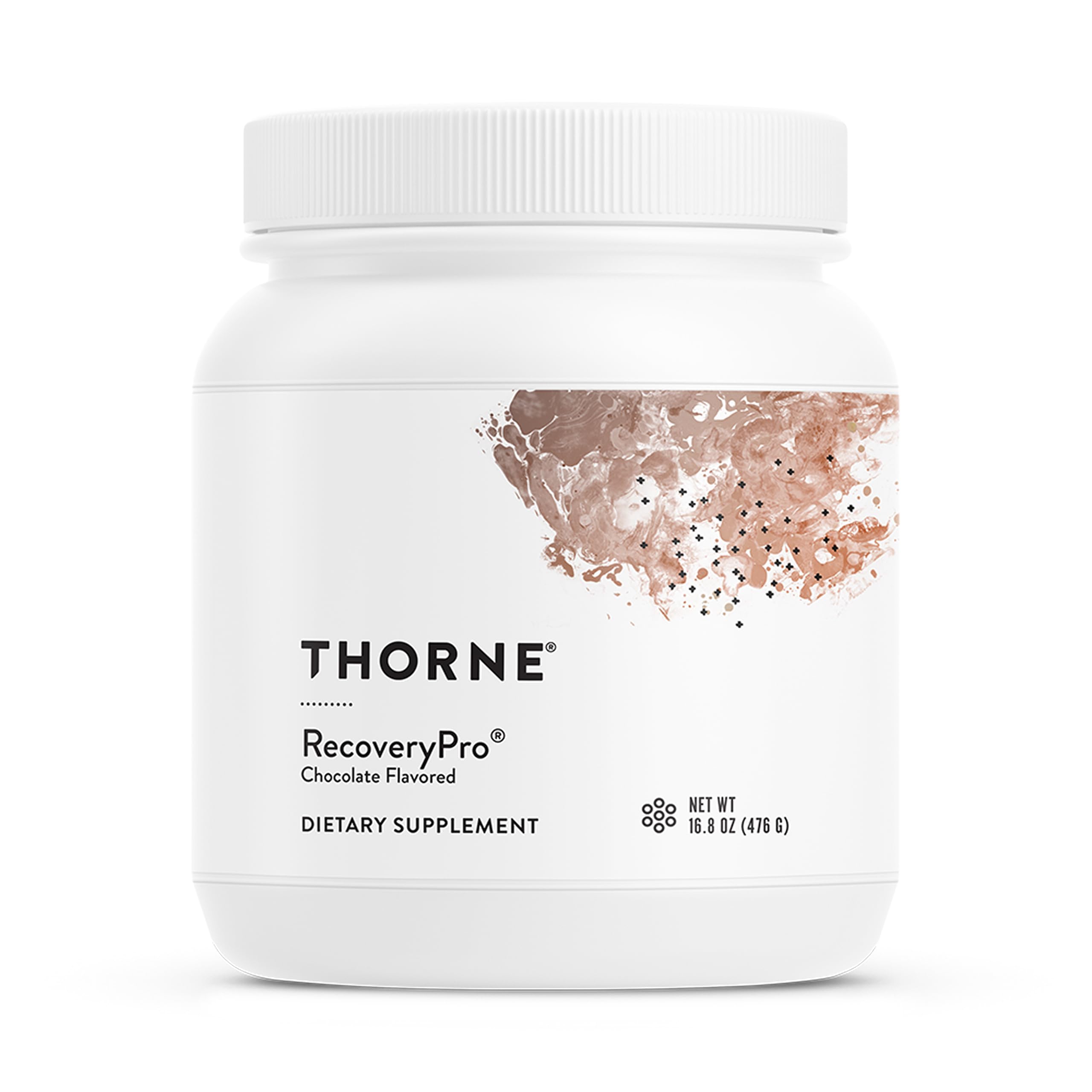 Envase frontal de THORNE RecoveryPro mostrando la marca y beneficios claros