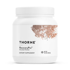 Envase frontal de THORNE RecoveryPro mostrando la marca y beneficios claros