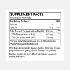 Thorne Super EPA label close-up shows EPA and DHA amounts for informed supplementation.