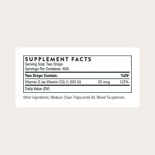 THORNE Vitamina D Líquida, dosis diaria para absorción eficiente.