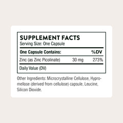 THORNE Zinc Picolinate 30 mg, cápsulas: zinc de alta absorción para función inmunitaria.
