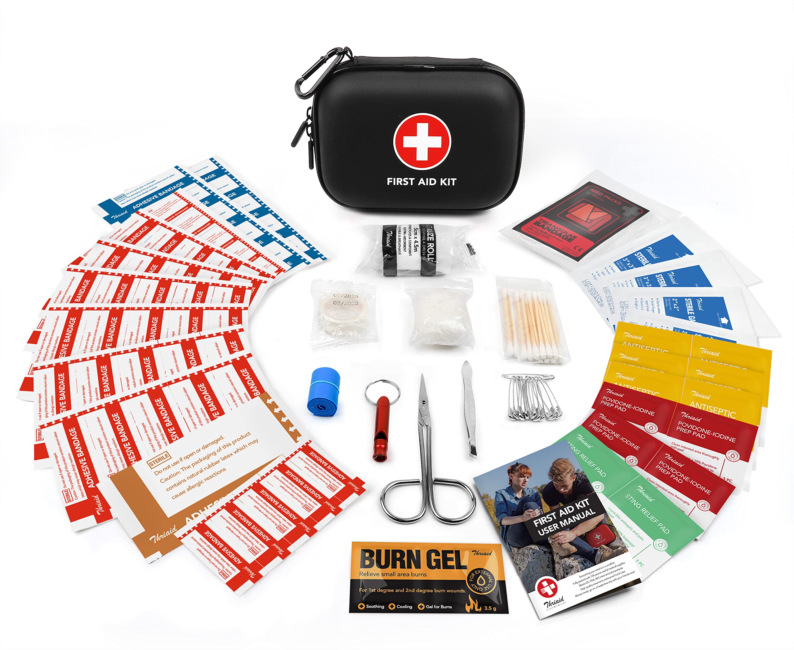THRIAID detalle de cremallera doble y mosquetón para transporte seguro