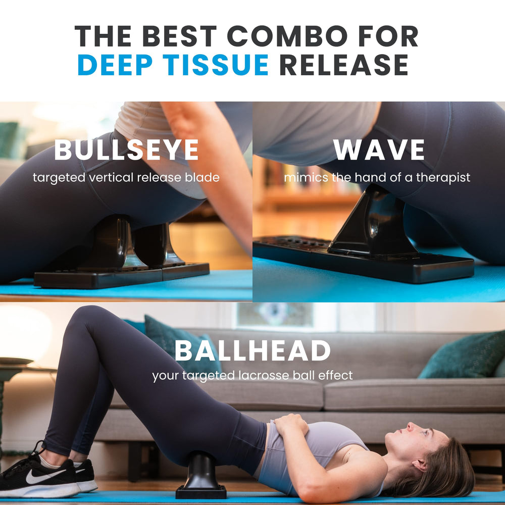 Escena lifestyle con Thrival Relief Pro en bolso de gimnasio, fácil transporte