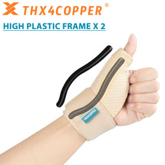 THX4COPPER férula puesta en mano mostrando soporte durante uso activo