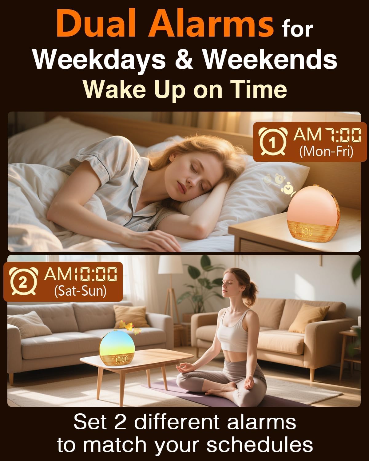 Thybro iluminación de amanecer encendida, ayuda a despertar de forma gradual