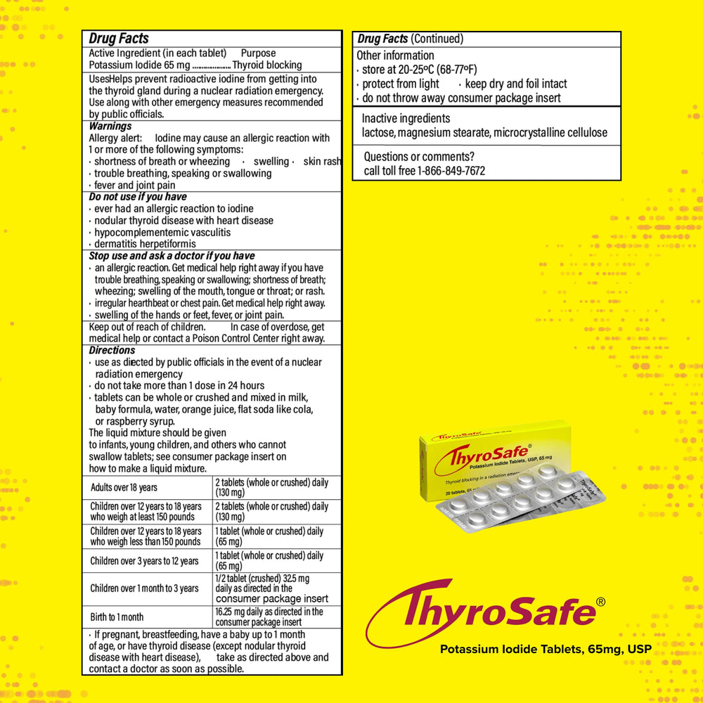 THYROSAFE incluido en un kit de emergencia doméstico, preparado para contingencias