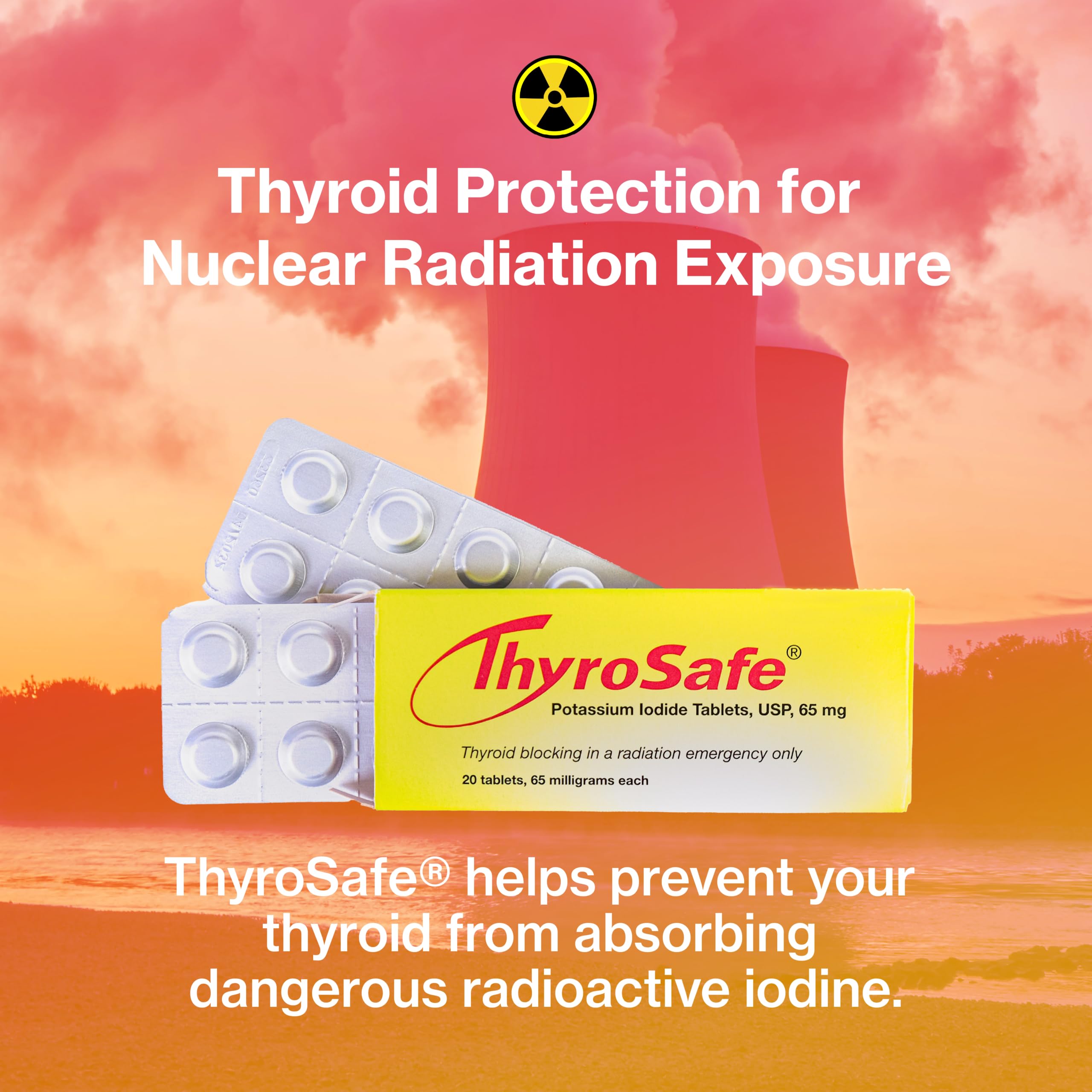 THYROSAFE paquete abierto con 20 tabletas visible, facilidad de almacenamiento
