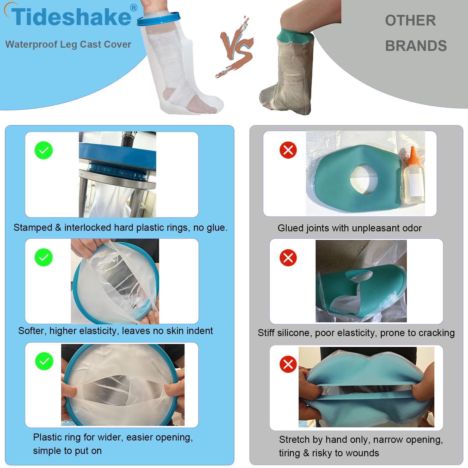 Tideshake etiqueta con información médica y materiales seguros listados