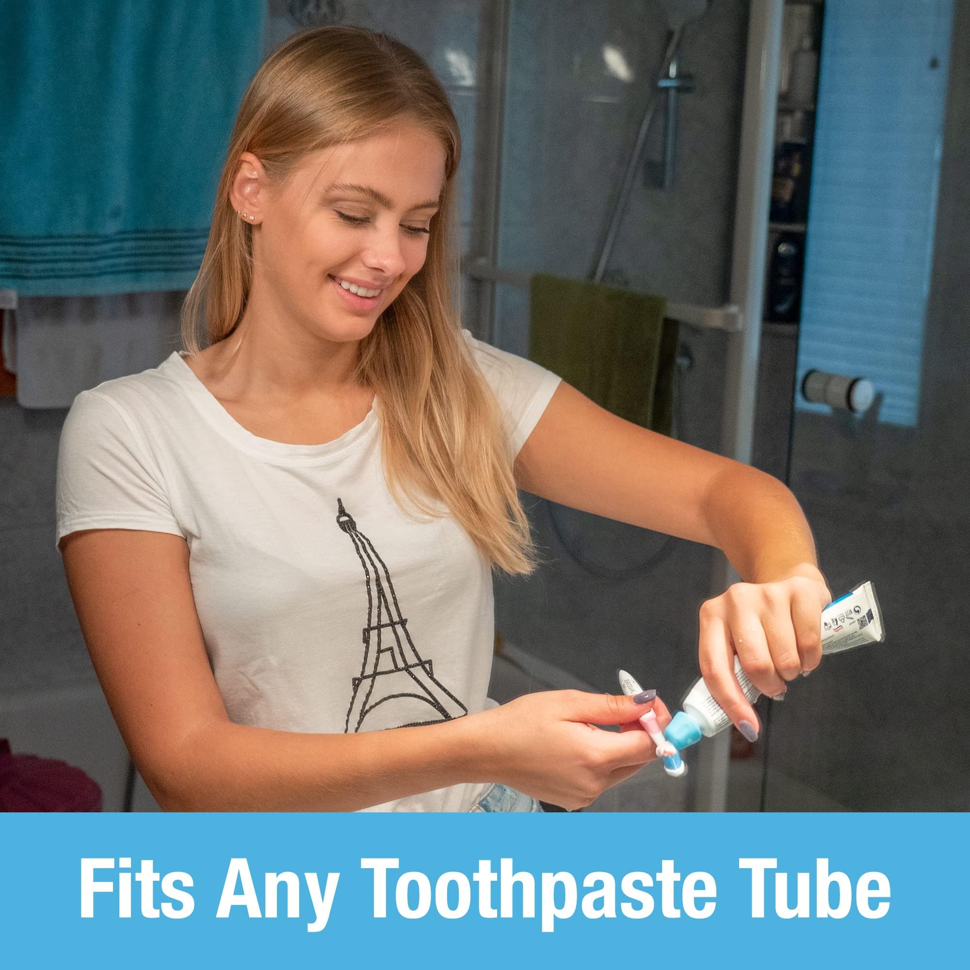 Tilcare primer plano de la apertura en X que dosifica pasta dental sin goteos