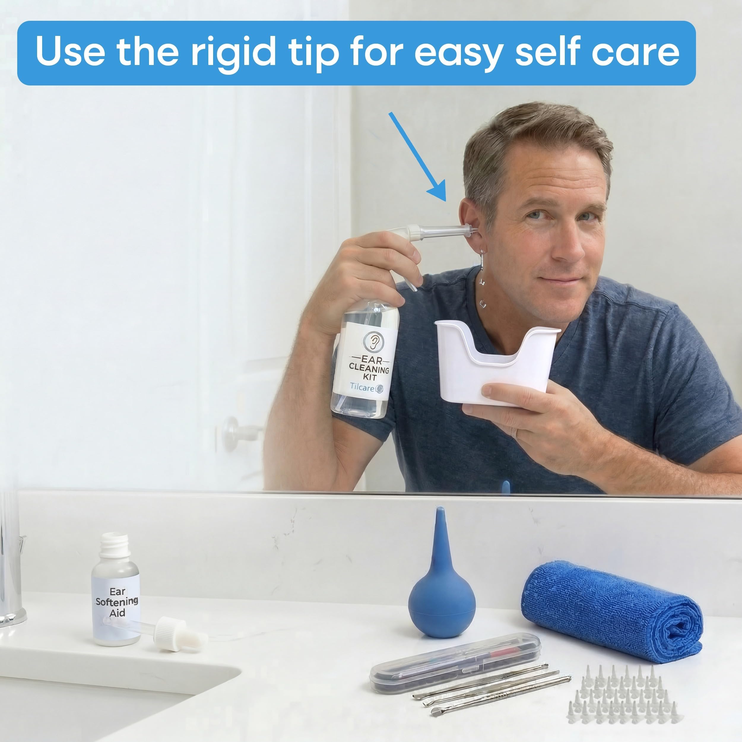 Tilcare cuenco recogedor con agua ilustrando recogida higiénica del líquido
