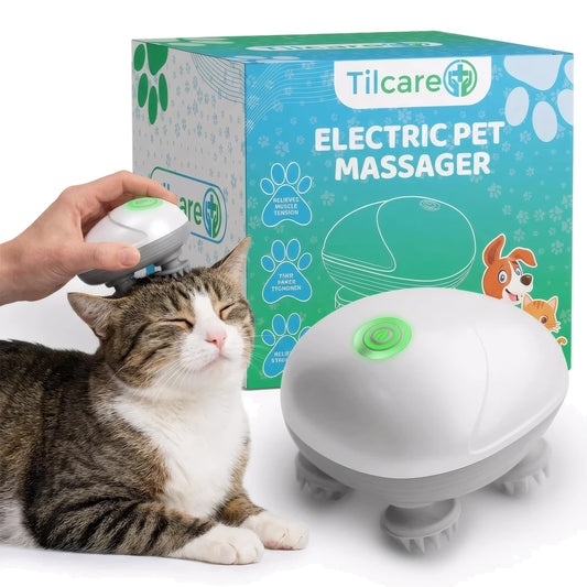 Tilcare frontal del masajeador portátil mostrando diseño ergonómico y control fácil