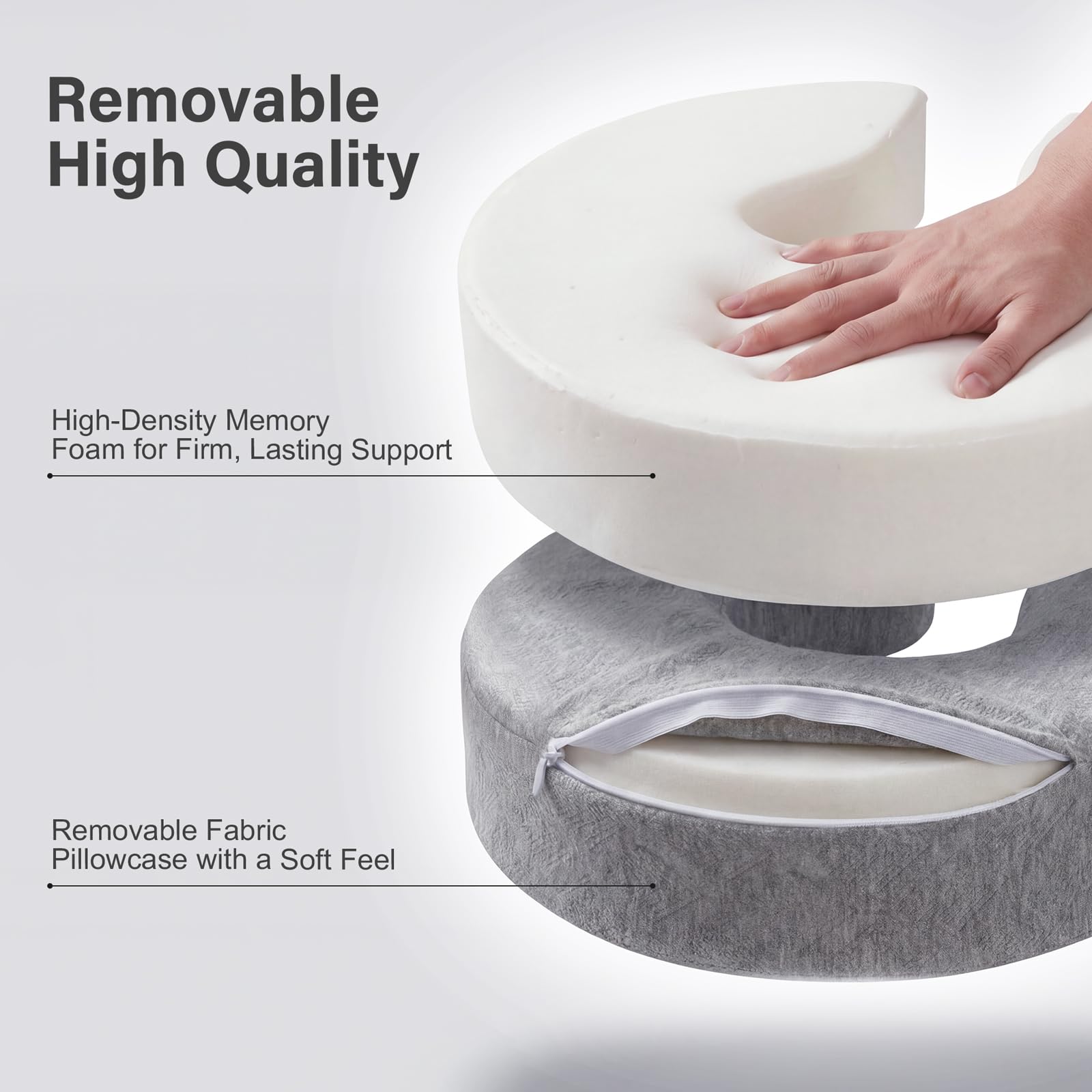 TIMBERHIDE primer plano de la almohada contorneada que evita presión ocular