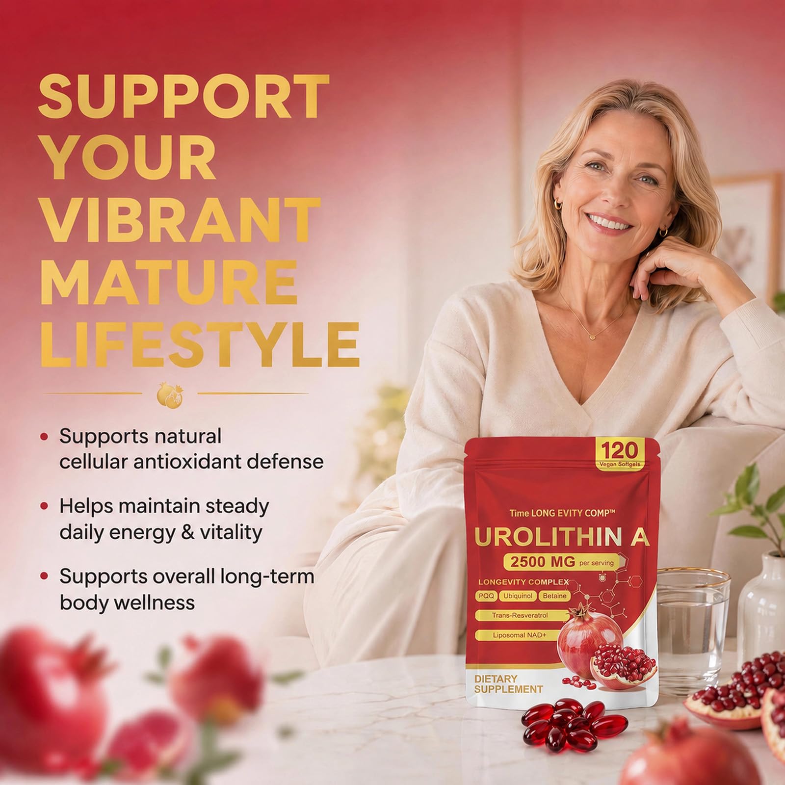 TIME LONG EVITY COMP etiqueta de ingredientes destacando pureza y pruebas