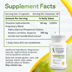 Primer plano de una cápsula Parasym Plus de TJ Nutrition resaltando textura y pureza