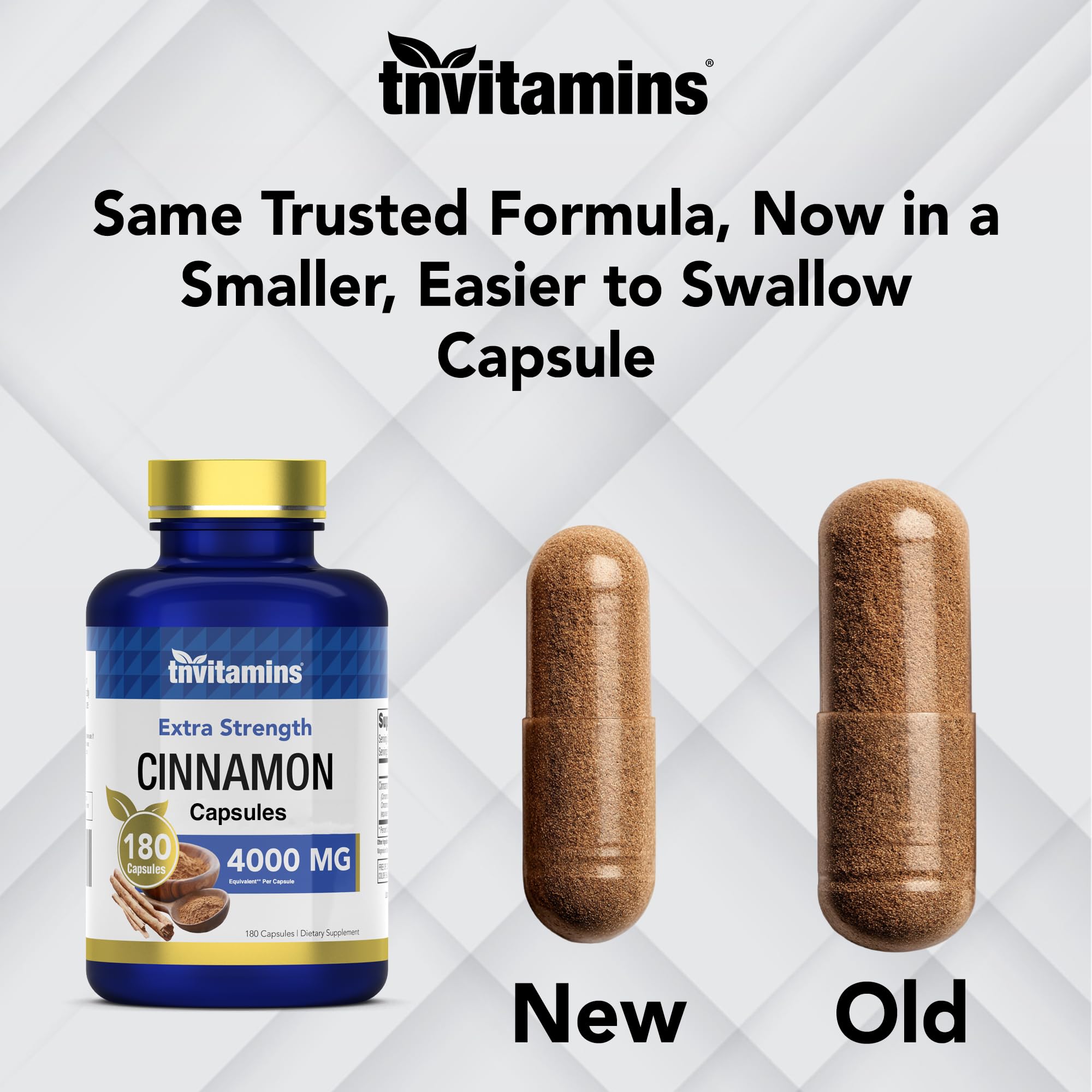 tnvitamins una cápsula en mano para comparar tamaño y facilidad