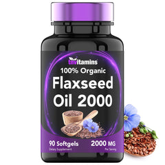 tnvitamins frasco principal del aceite de linaza orgánico, fácil dosificación
