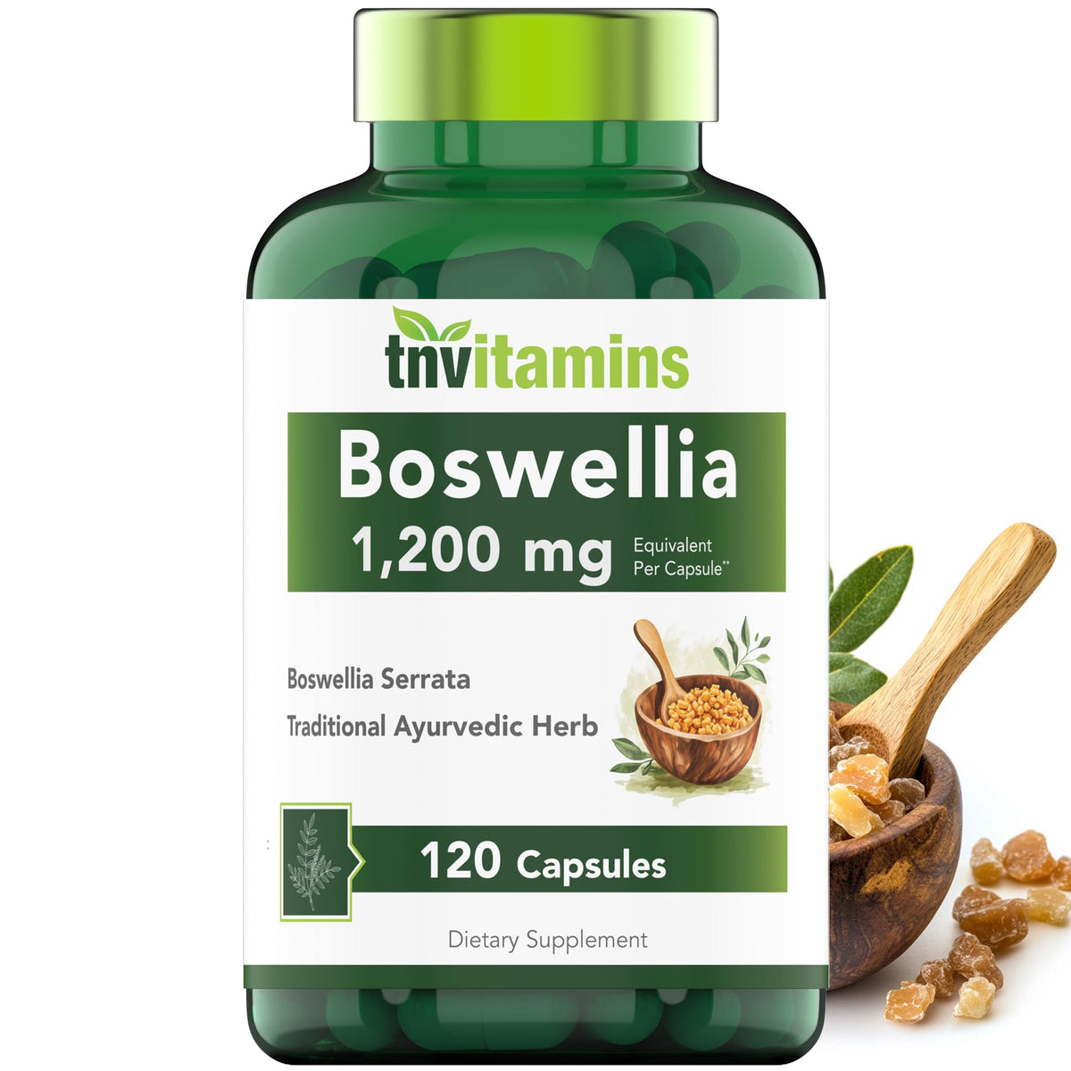 tnvitamins empaque frontal de Boswellia mostrando fuerza y confianza