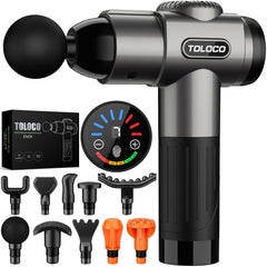 TOLOCO vista frontal del masajeador mostrando diseño ergonómico y control fácil