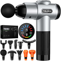 TOLOCO vista frontal del masajeador muestra diseño ergonómico y potencia