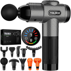 TOLOCO vista frontal del masajeador con acabado carbon y ergonomía mejorada