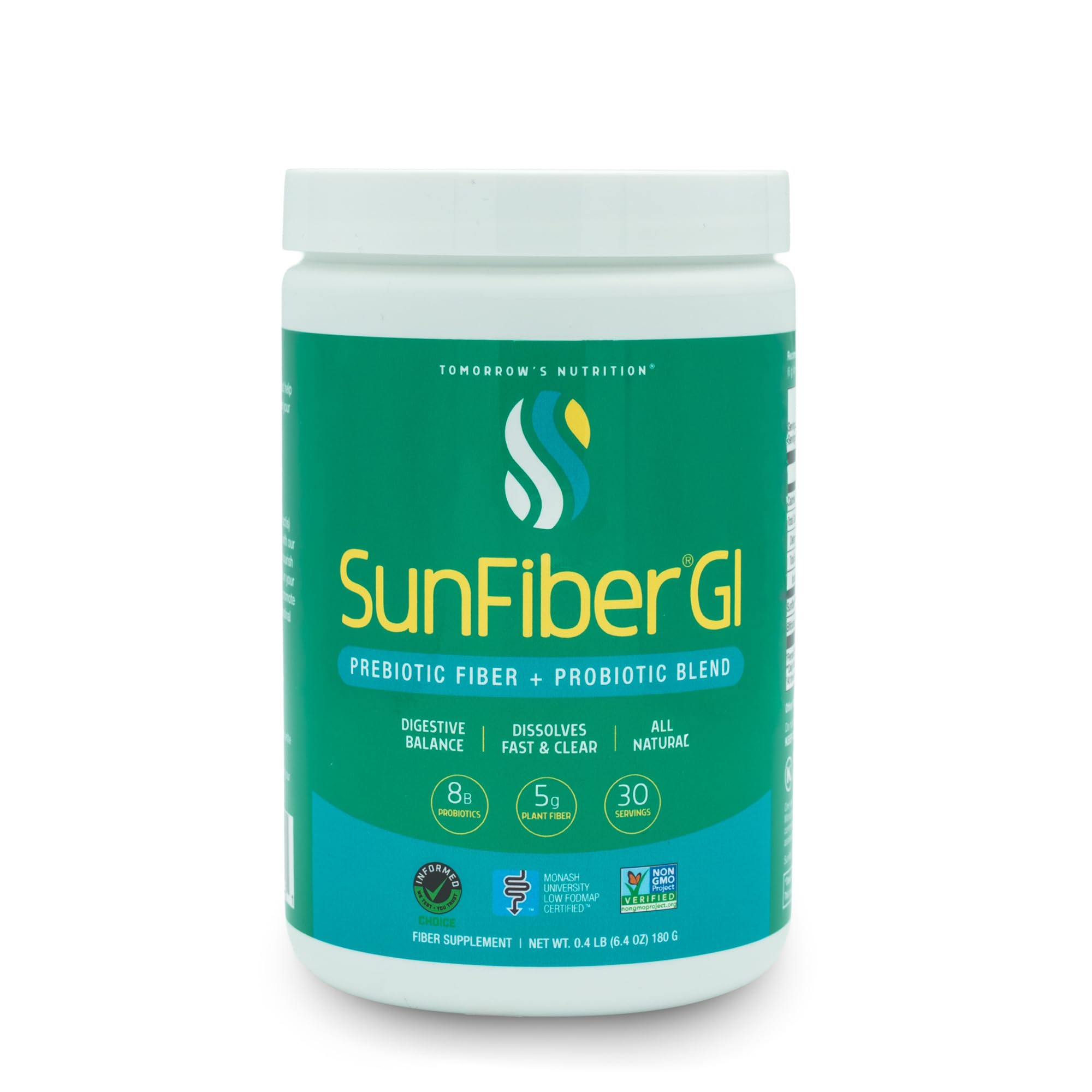 Tomorrow's Nutrition empaque frontal mostrando beneficios digestivos