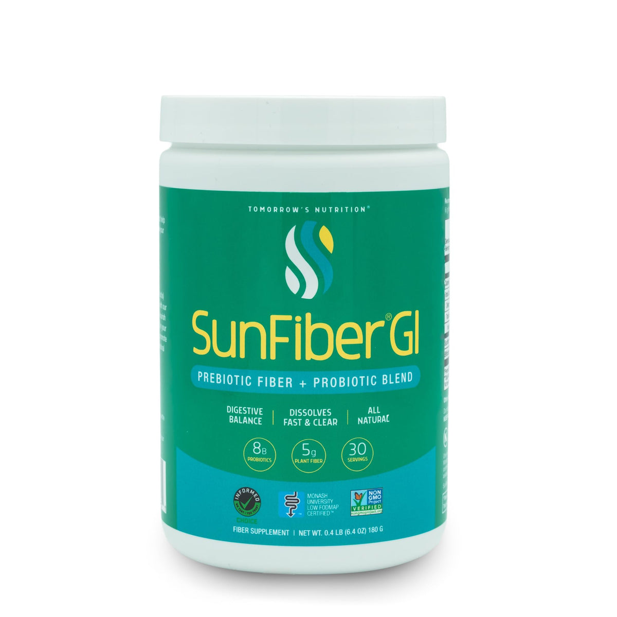 Tomorrow's Nutrition empaque frontal mostrando beneficios digestivos