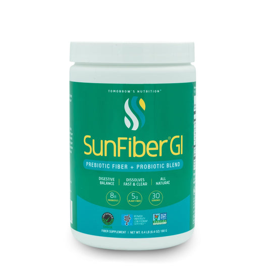 Tomorrow's Nutrition empaque frontal mostrando beneficios digestivos