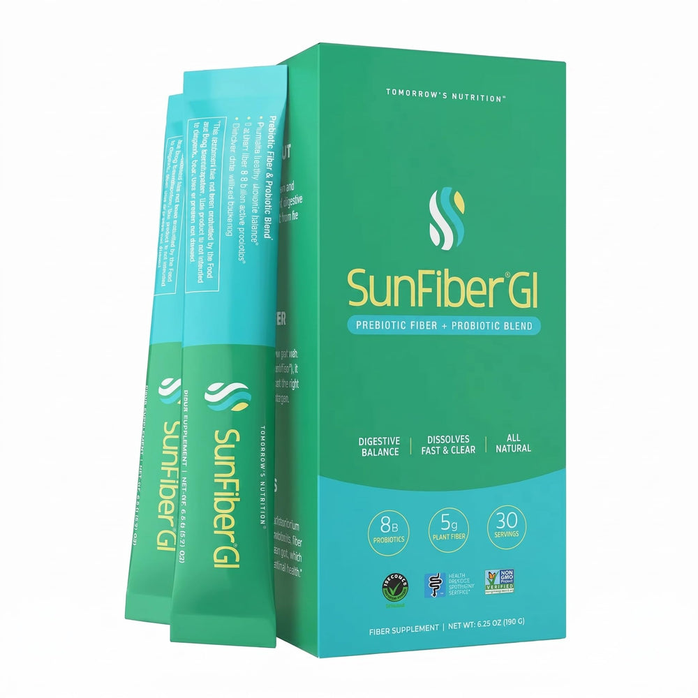 Tomorrow's Nutrition envase frontal mostrando 30 sobres y beneficios