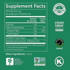 Tomorrow's Nutrition polvo Sunfiber textura fina y soluble beneficios