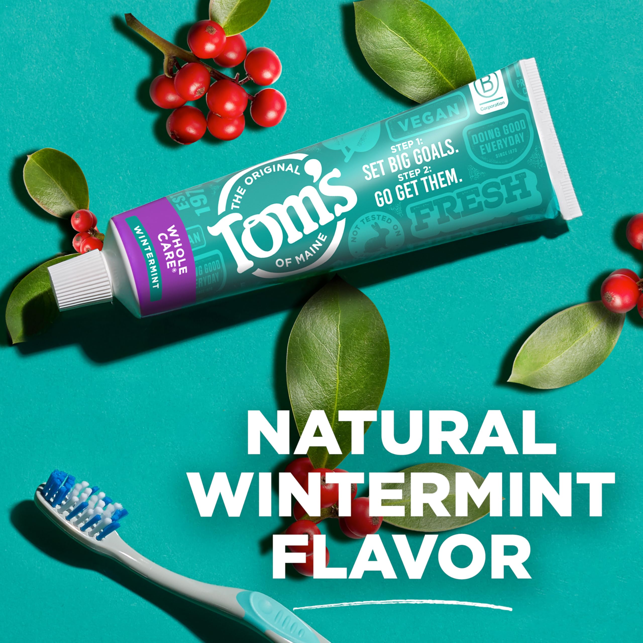 Tom's of Maine detalle de la etiqueta con ingredientes naturales responsables